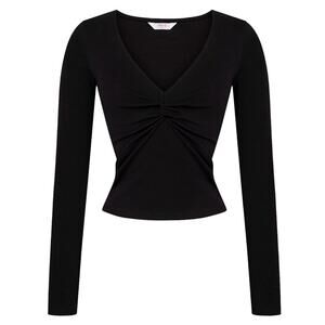 Penti Twist Knot Detail Blouse Long Sleeve Top Size XLarge Black